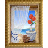 Пример оформления в рамке Вид на море Канва с рисунком для вышивки бисером Конек 9629