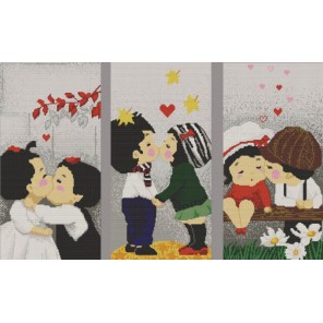 Пример оформления в рамке Любовь триптих Канва с рисунком для вышивки бисером Конек 9643