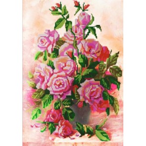 Пример оформления в рамке Розы в вазе Канва с рисунком для вышивки бисером Конек 9694