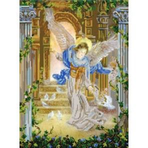 Пример оформления в рамке Ангел и голуби Канва с рисунком для вышивки бисером Конек 9794