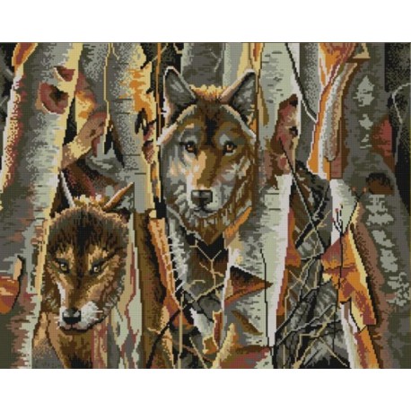 Волки в лесу Канва с рисунком для вышивки бисером Конек