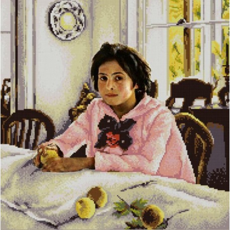 Девочка с персиками Канва с рисунком для вышивки бисером Конек