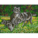 Волчья семья Канва с рисунком для вышивки бисером Конек