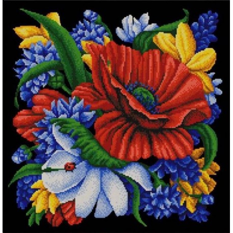 Цветы Канва с рисунком для вышивки бисером Конек