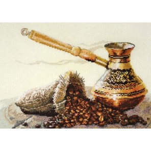 Пример оформления в рамке Запах кофе Набор для вышивания Овен 880