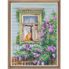 Пример оформления в рамке А за окном весна Набор для вышивания Овен 969