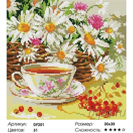 Сложность и количество цветов Ромашковый чай Алмазная мозаика вышивка на подрамнике DF201