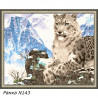 В рамке N143 Снежный леопард на скалах Раскраска картина по номерам на холсте 