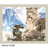 В рамке N166 Снежный леопард на скалах Раскраска картина по номерам на холсте 