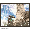 В рамке N181 Снежный леопард на скалах Раскраска картина по номерам на холсте 