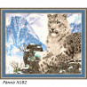 В рамке N182 Снежный леопард на скалах Раскраска картина по номерам на холсте 