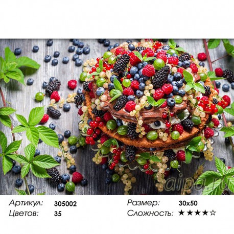 Сложность и количество цветов Ягодный пирог Алмазная частичная вышивка (мозаика) Color Kit