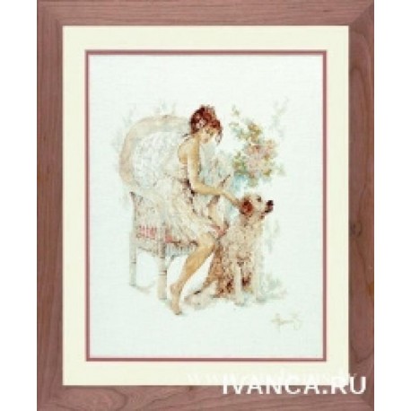  Girl In Chair With Dog Набор для вышивания Lanarte PN-0007951