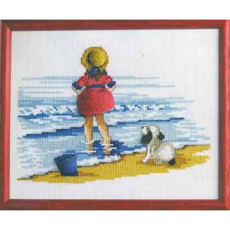  Девочка с собакой Набор для вышивания Permin 12-2153