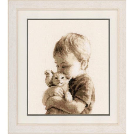  Мальчик с котёнком Набор для вышивания Vervaco PN-0148508