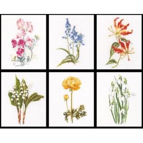 Шесть цветочных исследований Набор для вышивания Thea Gouverneur 3086