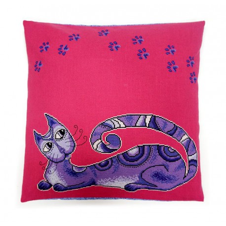  Коте фиолетовый (может использоваться для создания подушки) Набор для вышивания Марья Искусница 14.001.17