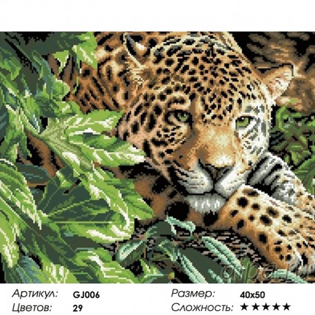 Сложность и количество цветов Мечтательный леопард Алмазная мозаика на подрамнике GJ006