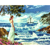  Девушка у моря Алмазная мозаика вышивка на подрамнике Painting Diamond GF1703