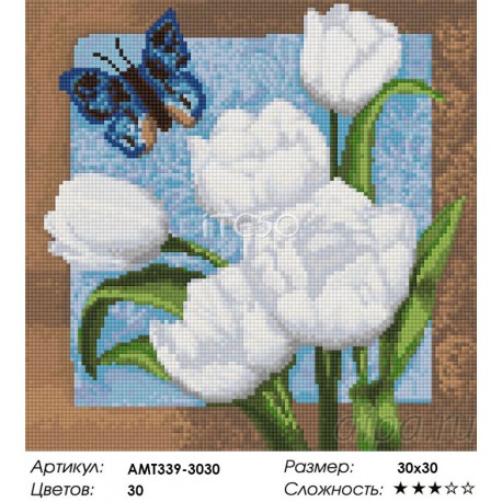 Количество цветов и сложность Бабочка у тюльпанов Алмазная мозаика на твердой основе Iteso