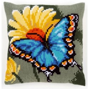 Бабочка и желтый цветок Набор для вышивания подушки VERVACO