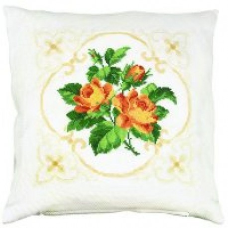 Оранжевые розы Набор для вышивания подушки PERMIN
