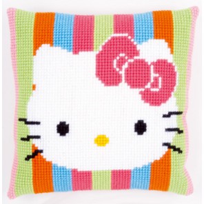 Hello Kitty, полоски Набор для вышивания подушки VERVACO
