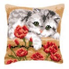 Кот с цветами Набор для вышивания подушки VERVACO
