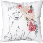Медведь с гирляндой цветов Набор для вышивания подушки LUCA-S