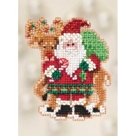 Санта и олень Набор для вышивания бисером MILL HILL