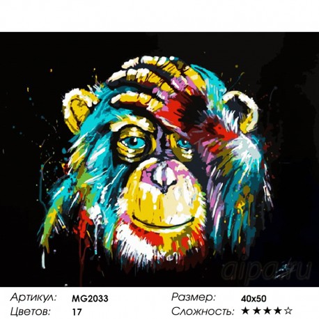 Количество цветов и сложность Радужная обезьяна Раскраска (картина) по номерам на холсте Menglei MG2033