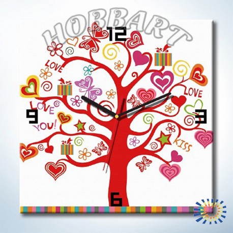 1_ Дерево любви Часы-раскраска по номерам на холсте Hobbart