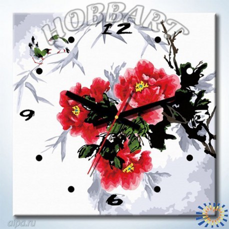 1_ Время цвести Часы-раскраска по номерам на холсте Hobbart