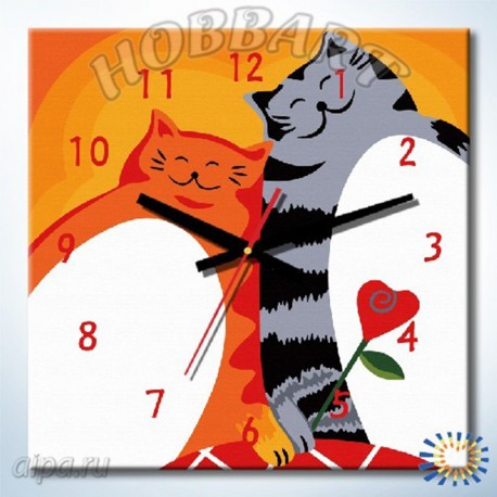 1_ Толстячки Часы-раскраска по номерам на холсте Hobbart