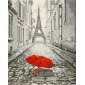 Красный зонт в Париже Алмазная мозаика на подрамнике