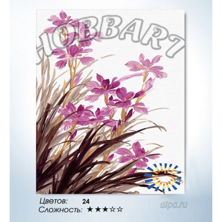 Количество цветов и сложность Сиреневые орхидеи Раскраска по номерам на холсте Hobbart HB4050135