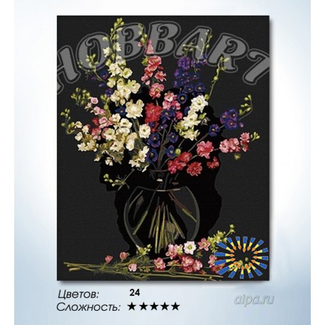 Количество цветов и сложность Букет в вазе Раскраска по номерам на холсте Hobbart HB4050005
