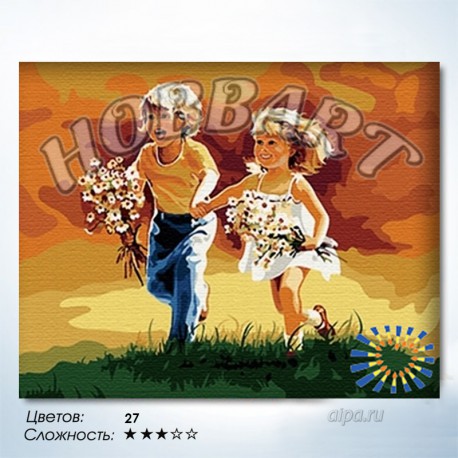 Количество цветов и сложность Детский смех Раскраска по номерам на холсте Hobbart HB4050050