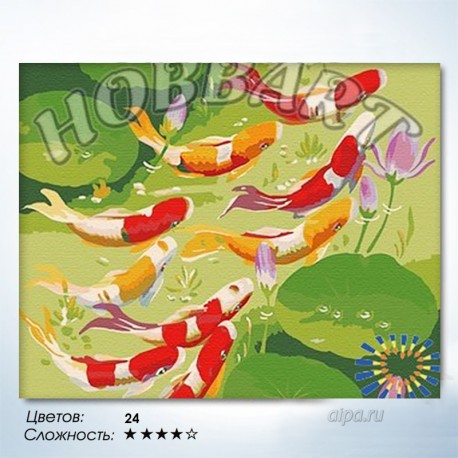 Количество цветов и сложность Карпы удачи Раскраска по номерам на холсте Hobbart HB4050060