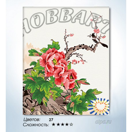 Количество цветов и сложность Китайская роза Раскраска по номерам на холсте Hobbart HB4050074