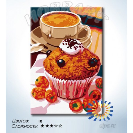 Количество цветов и сложность Десерт в кофейне Раскраска по номерам на холсте Hobbart HB2030104-LITE