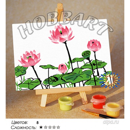 Количество цветов и сложнсоть Нежность лотосов Раскраска по номерам на холсте Hobbart M1015063