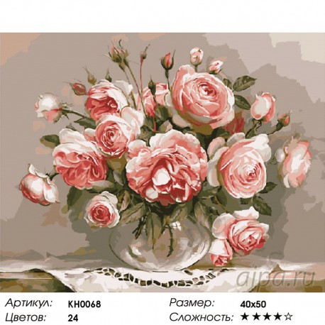 Количество цветов и сложность Розовый вечер Раскраска картина по номерам на холсте KH0068