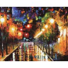  Ночной бульвар Раскраска картина по номерам на холсте KH0100