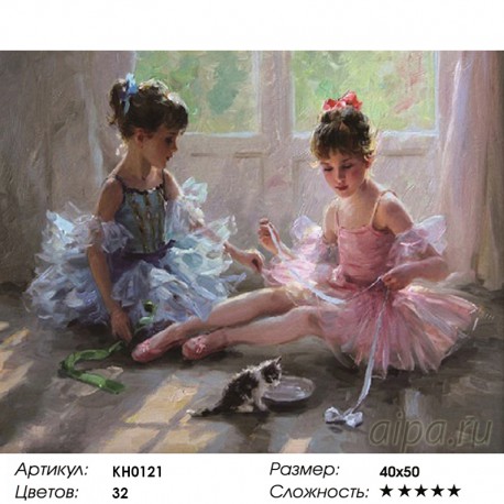 Количество цветов и сложность Две балерины. Разумов Раскраска картина по номерам на холсте KH0121