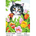 Котенок в тюльпанах Раскраска картина по номерам акриловыми красками на холсте Menglei