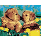 Милые щенки Раскраска картина по номерам акриловыми красками на холсте Menglei