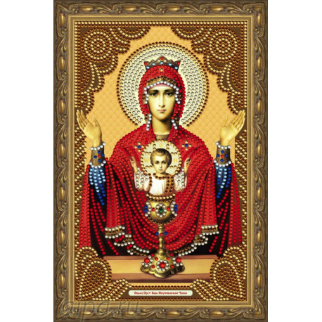 В рамке Образ Пресвятой Богородицы Неупиваемая Чаша Алмазная частичная мозаика на подрамнике Color Kit IK008