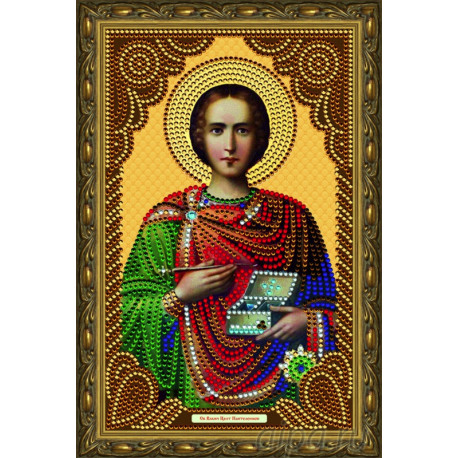 В рамке Святой Великомученик Целитель Пантелеймон Алмазная частичная мозаика на подрамнике Color Kit IK012