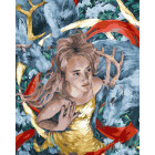  Девушка и олени Раскраска картина по номерам на холсте ZX 20874